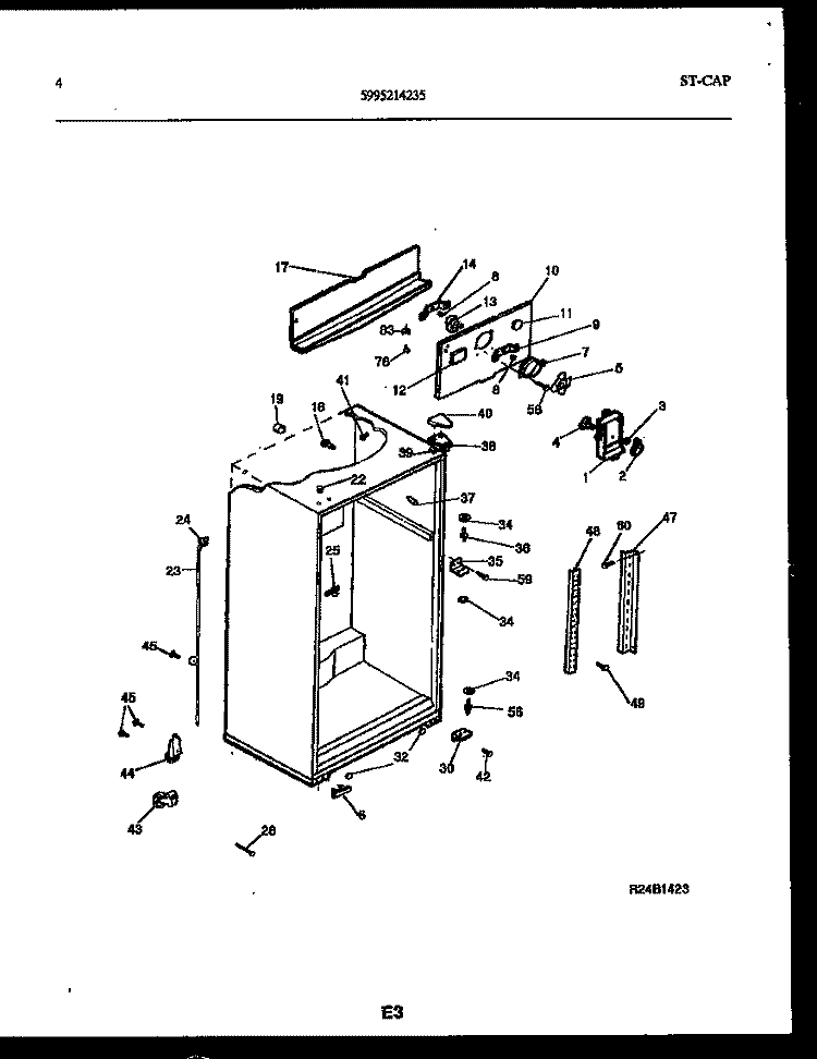 CABINET PARTS Diagram and Parts List for FPW18TPLL1  Frigidaire Refrigerator
