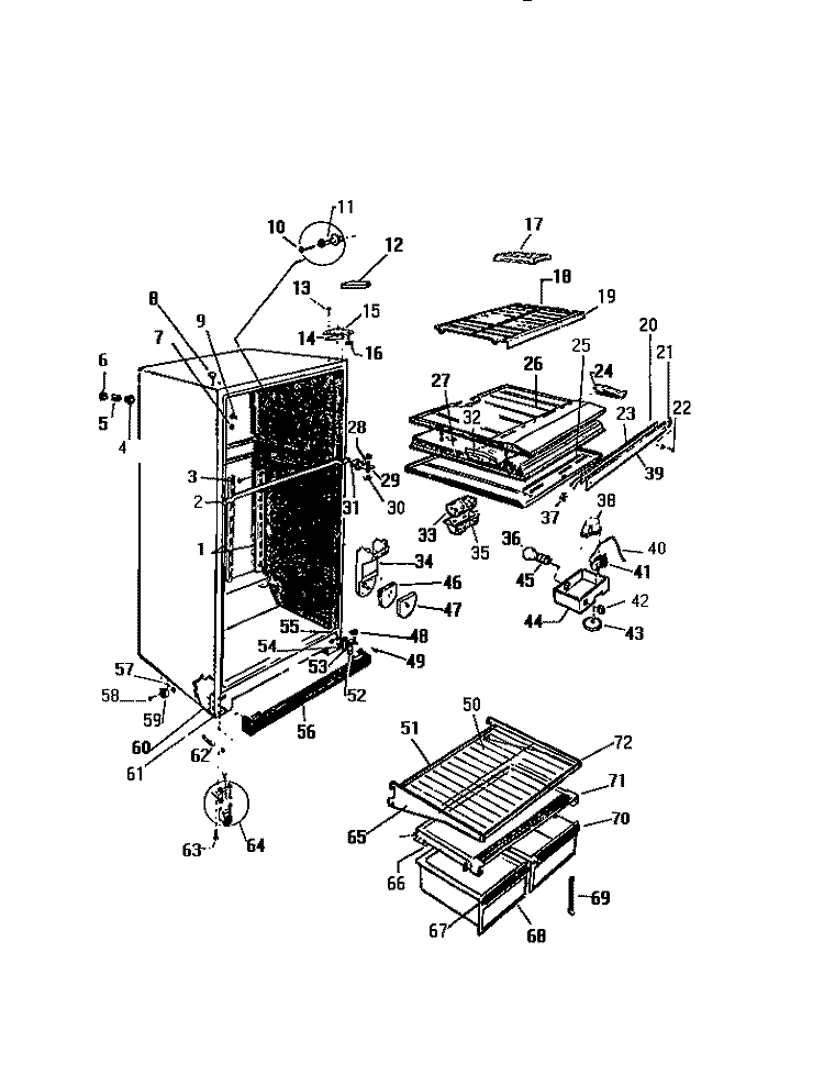 CABINET, SHELVES, DIVIDER Diagram and Parts List for RT177GCD0  Frigidaire Refrigerator