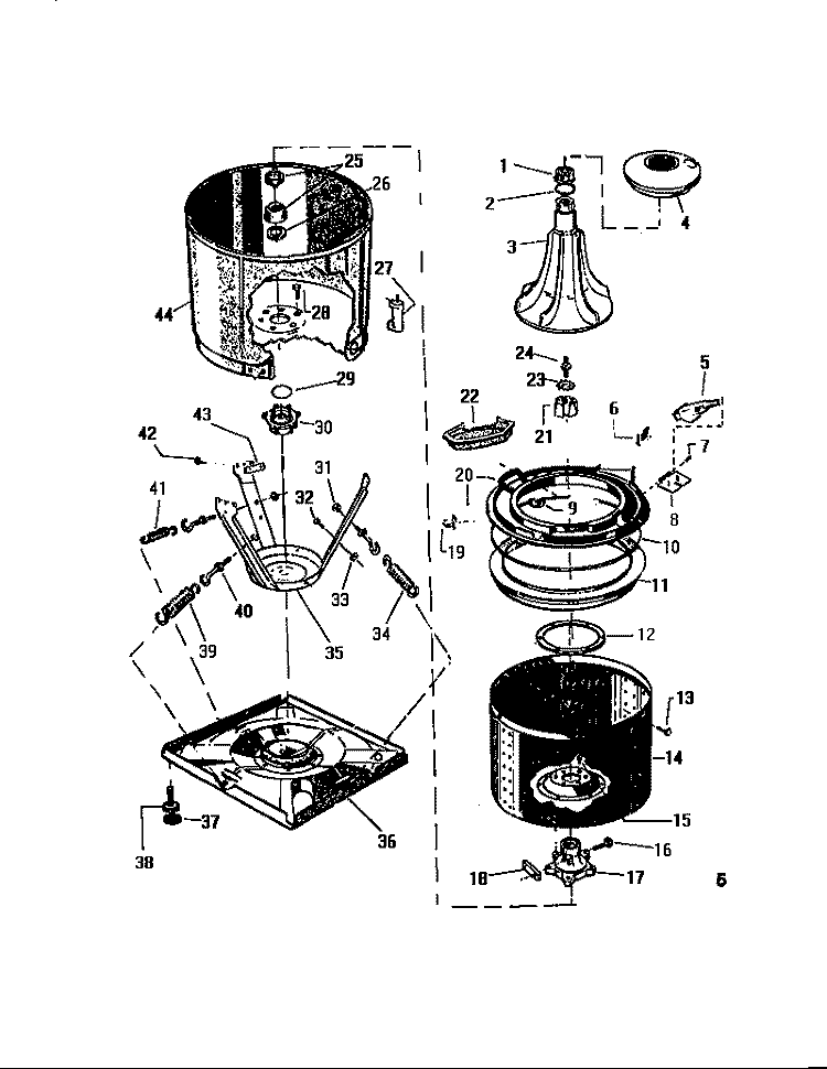 TUBS Diagram and Parts List for LA640JXW3  Frigidaire Washer
