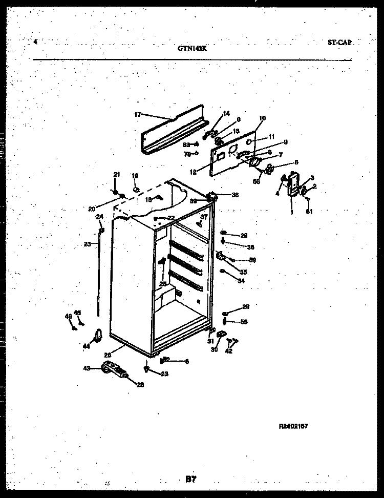 CABINET PARTS Diagram and Parts List for GTL142WK2  Frigidaire Refrigerator