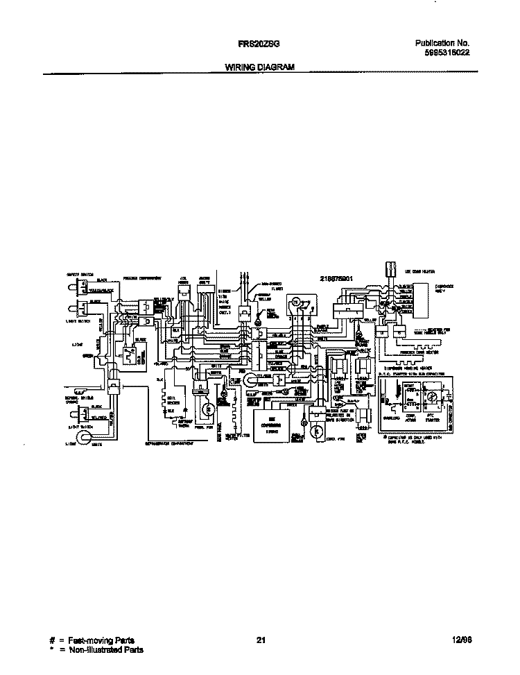 WIRING DIAGRAM Diagram and Parts List for FRS20ZSGB2  Frigidaire Refrigerator