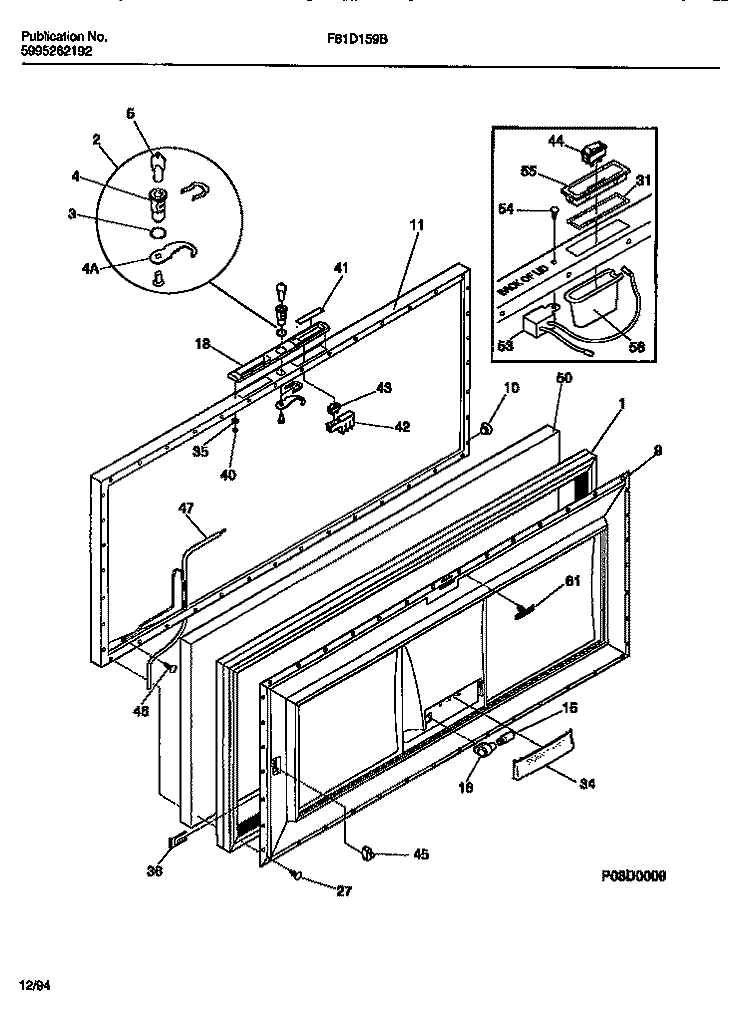 DOOR Diagram and Parts List for F81D159BW0  Frigidaire Freezer