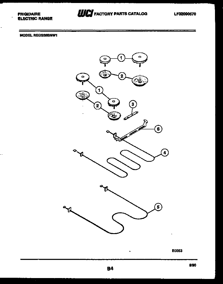 BROILER PARTS Diagram and Parts List for REGS38BNL1  Frigidaire Range