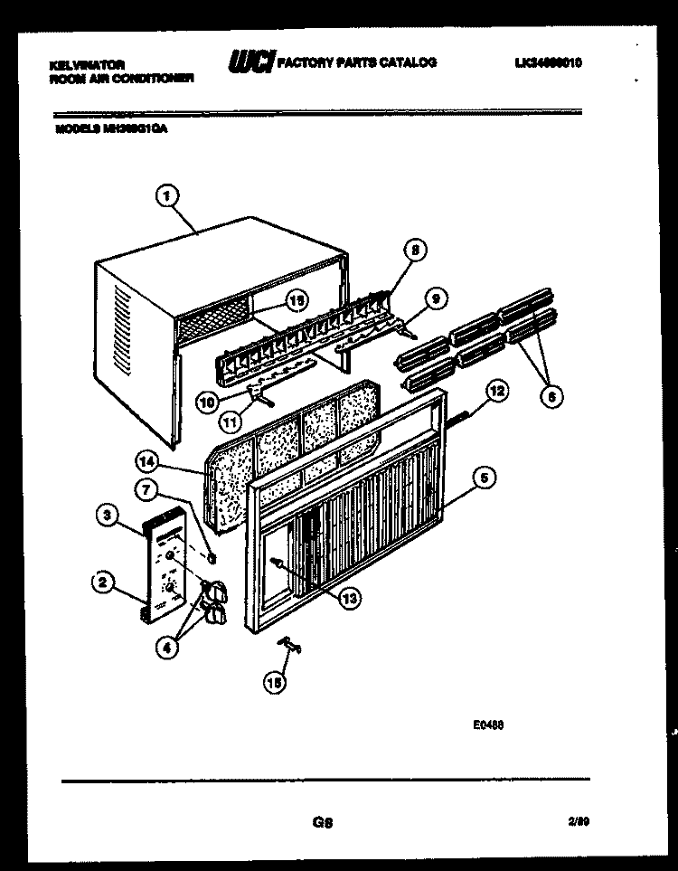 CABINET PARTS Diagram and Parts List for MH309G1QA  Kelvinator Air Conditioner