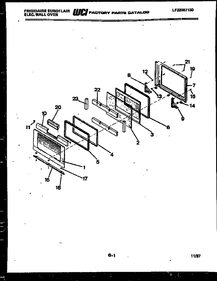 DOOR PARTS Diagram and Parts List for RGCF97EW  Frigidaire Wall Oven