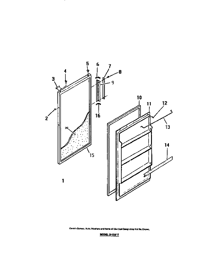 FOOD AND FREEZER DOORS Diagram and Parts List for D13ML7  Frigidaire Refrigerator