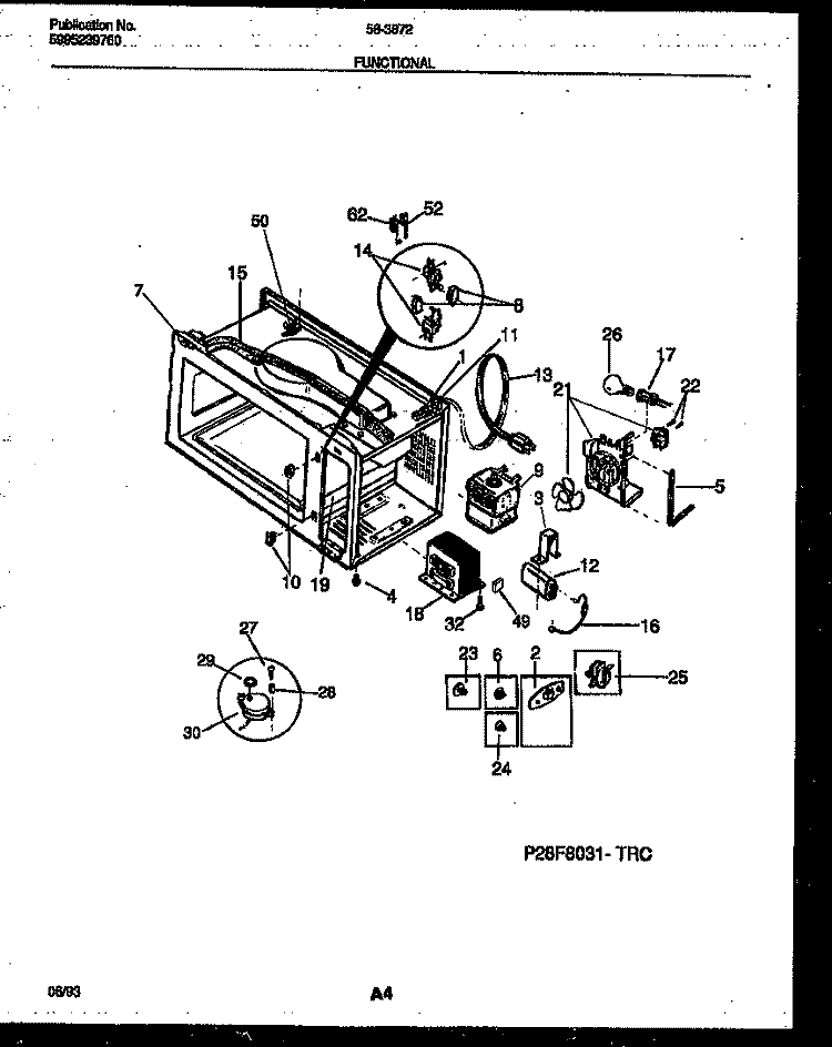 FUNCTIONAL PARTS Diagram and Parts List for 56-3872-10-03  Tappan Microwave