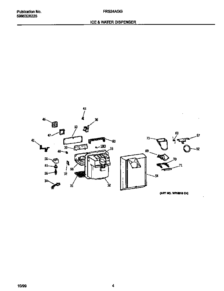ICE & WATER DISPENSER Diagram and Parts List for FRS24AGGW3  Frigidaire Refrigerator