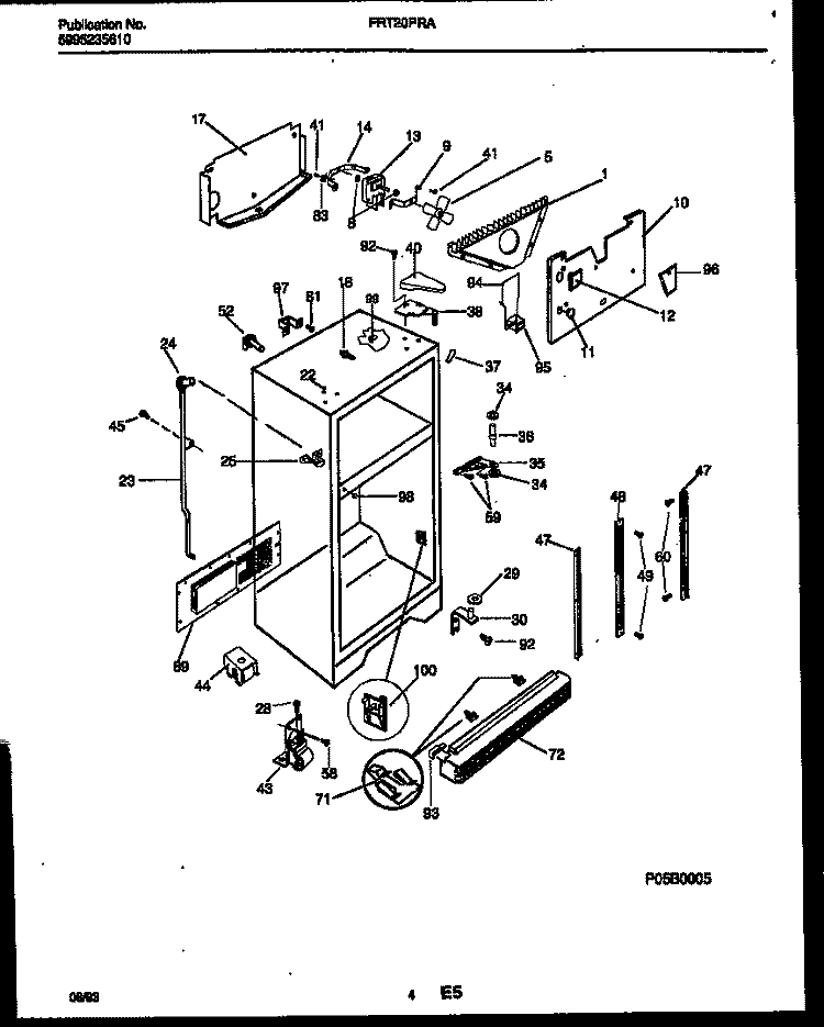 CABINET PARTS Diagram and Parts List for FRT20PRAD0  Frigidaire Refrigerator