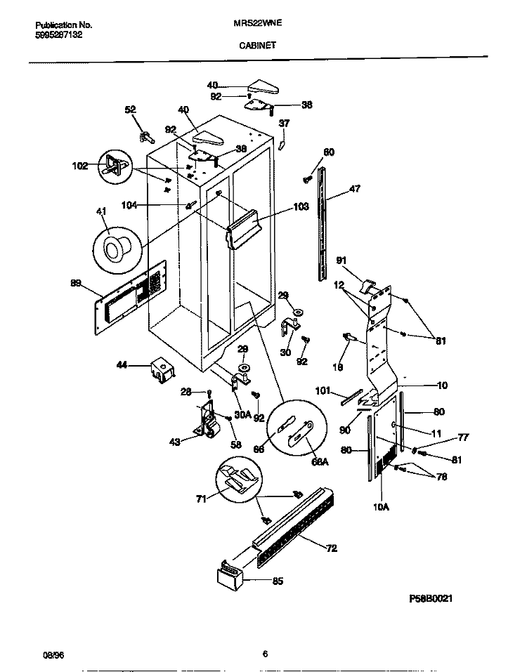 CABINET Diagram and Parts List for MRS22WNEW1  Frigidaire Refrigerator
