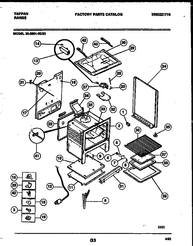 BODY PARTS Diagram and Parts List for 30-3991-00-03  Tappan Range