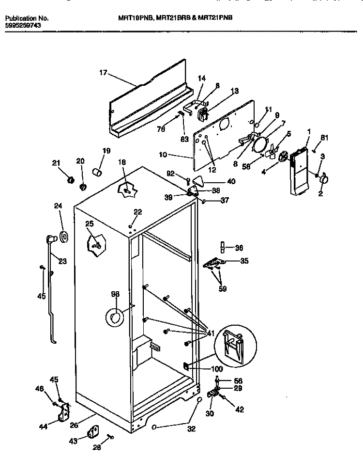 CABINET Diagram and Parts List for MRT21BRBY1  Uni Refrigerator