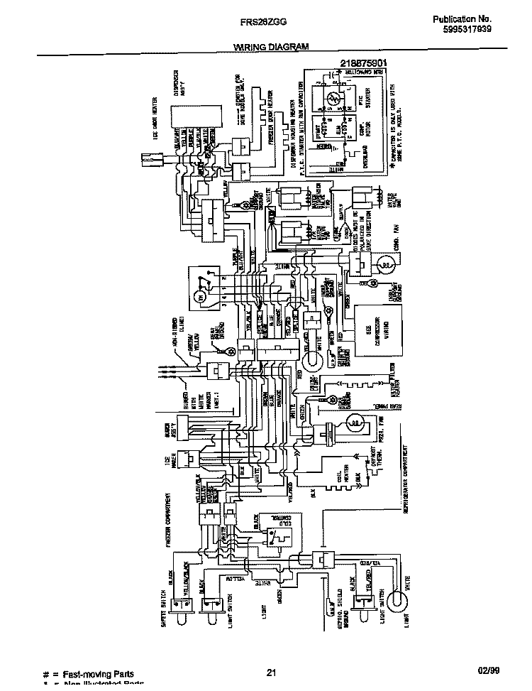 WIRING DIAGRAM Diagram and Parts List for FRS26ZGGB6  Frigidaire Refrigerator