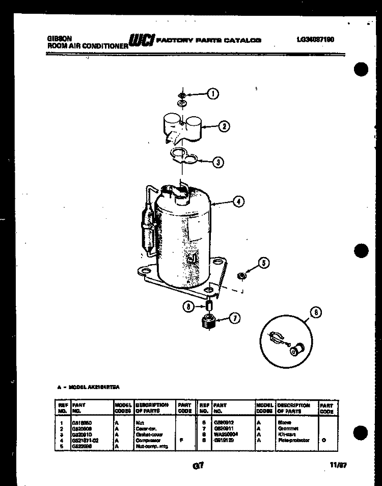 COMPRESSOR PARTS Diagram and Parts List for AK21E4RTBA  Gibson Air Conditioner
