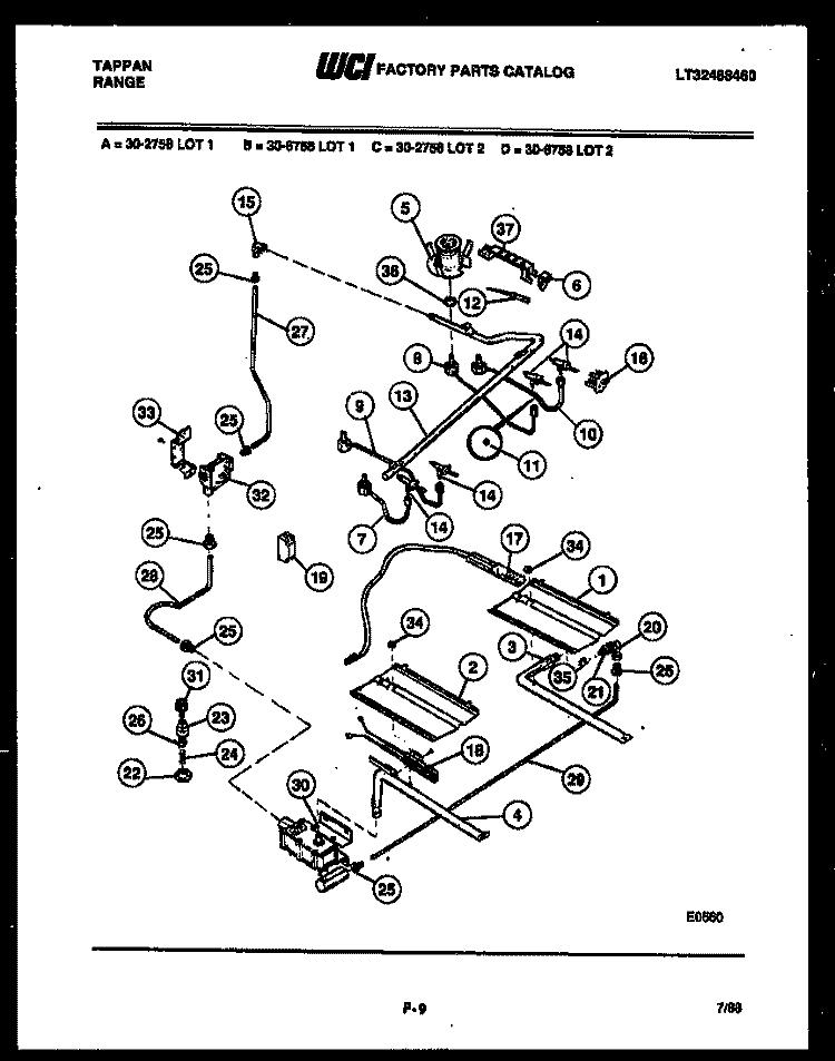 DOOR PARTS Diagram and Parts List for 31-7968-66-03  Tappan Range