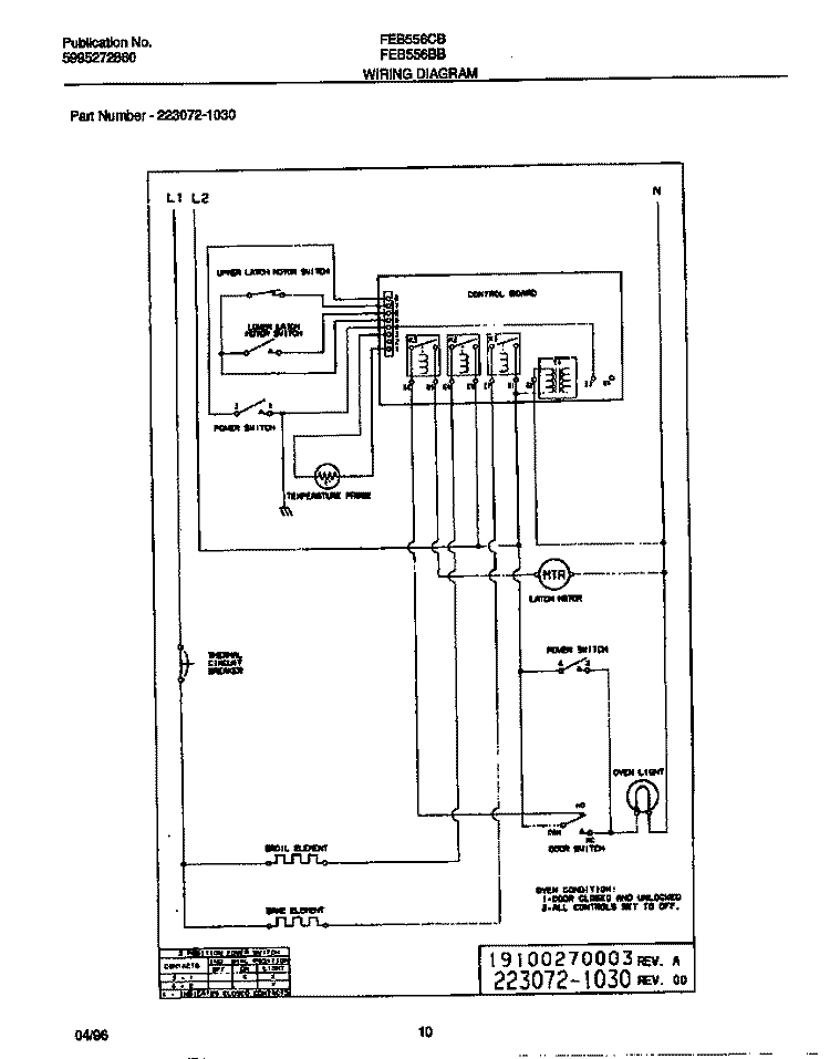 WIRING DIAGRAM Diagram and Parts List for FEB556CBT2  Frigidaire Wall Oven