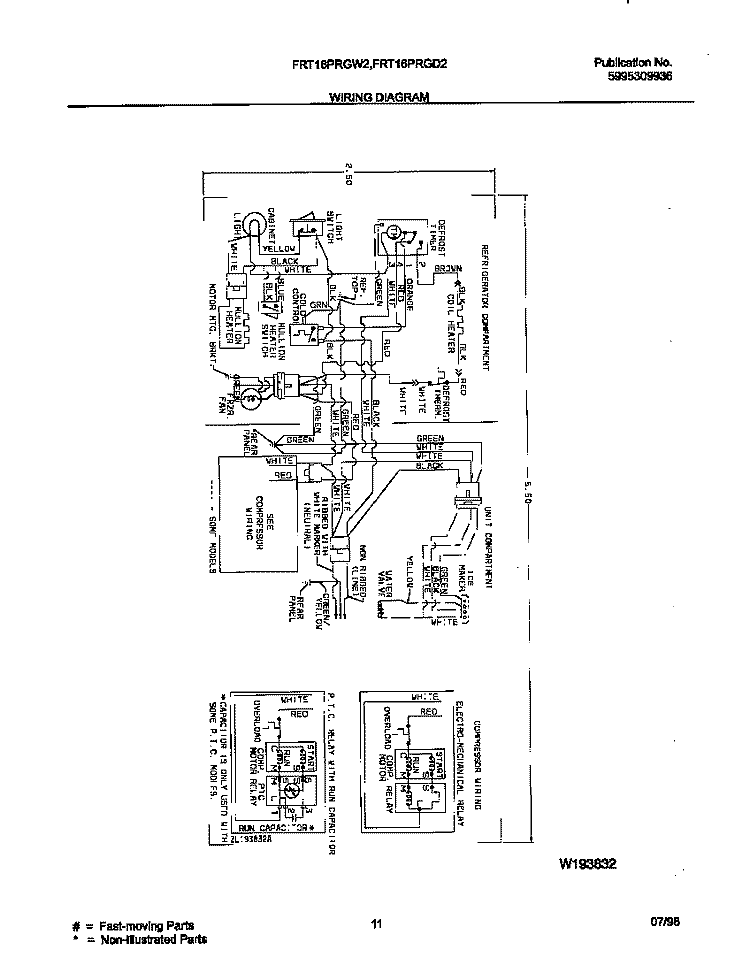 WIRING DIAGRAM Diagram and Parts List for FRT16PRGW2  Frigidaire Refrigerator