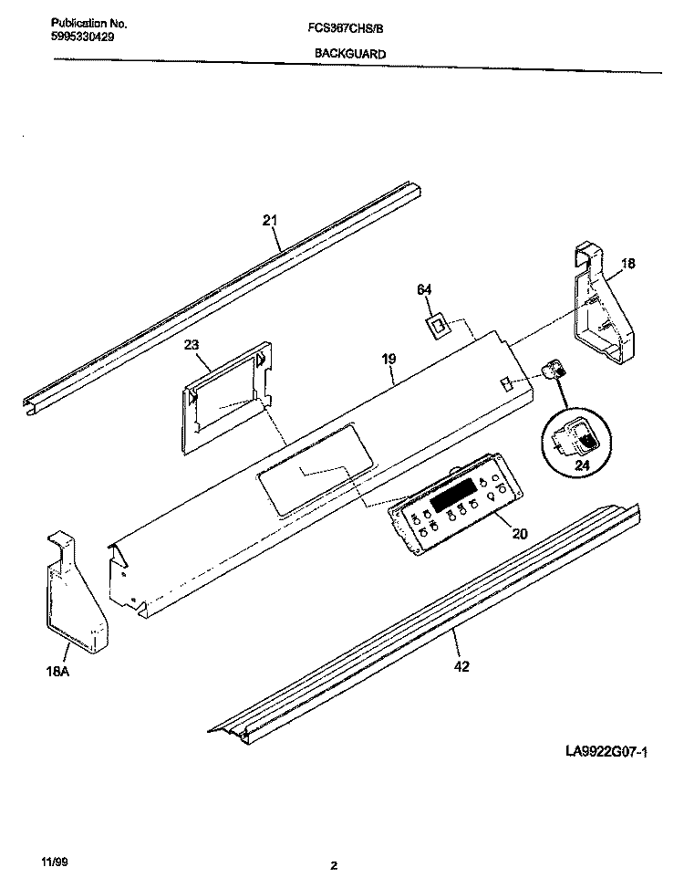 BACKGUARD Diagram and Parts List for FCS367CHSC  Frigidaire Range