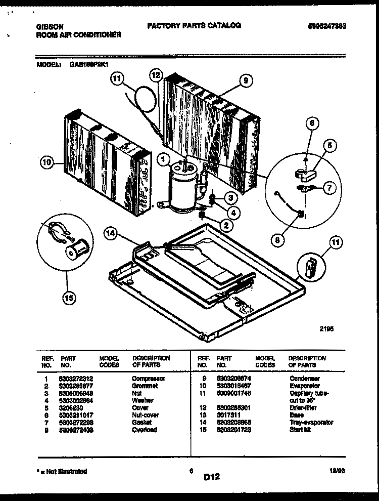 SYSTEM PARTS Diagram and Parts List for GAS188P2K2  Gibson Air Conditioner