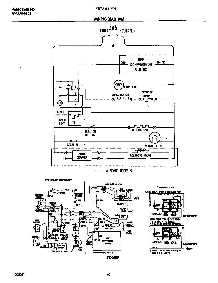 WIRING DIAGRAM Diagram and Parts List for FRT21LRFD0  Frigidaire Refrigerator