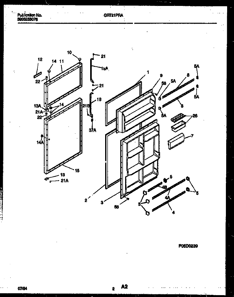 DOOR PARTS Diagram and Parts List for GRT21PRAD0  Gibson Refrigerator