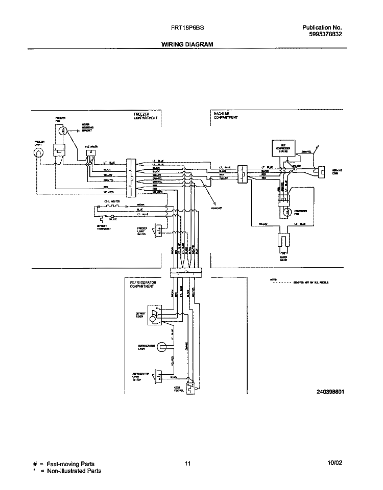 WIRING DIAGRAM Diagram and Parts List for FRT18P6BSB7  Frigidaire Refrigerator