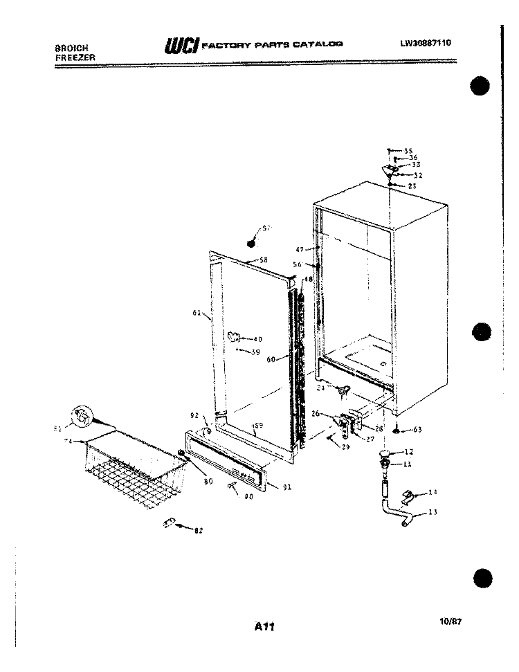 CABINET Diagram and Parts List for UF2164CW8  Frigidaire Freezer