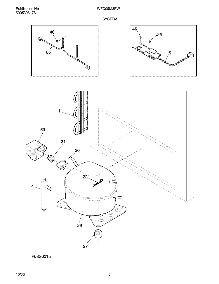SYSTEM Diagram and Parts List for WFC09M3BW1  Westinghouse Freezer