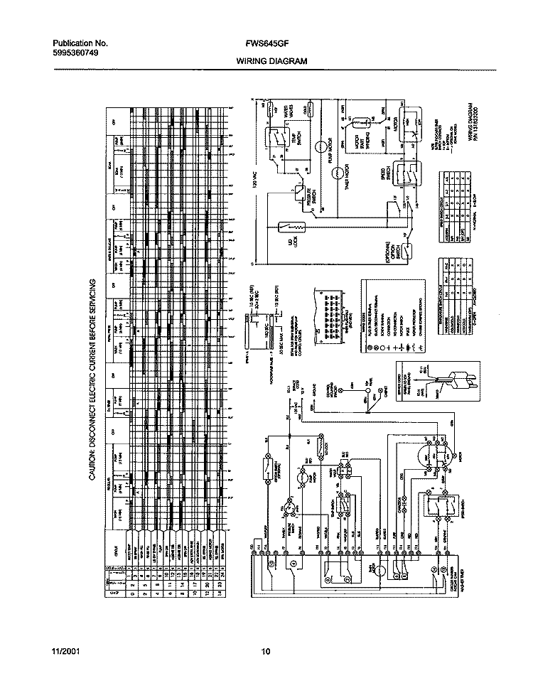 WIRING DIAGRAM Diagram and Parts List for FWS645GFT2  Frigidaire Washer