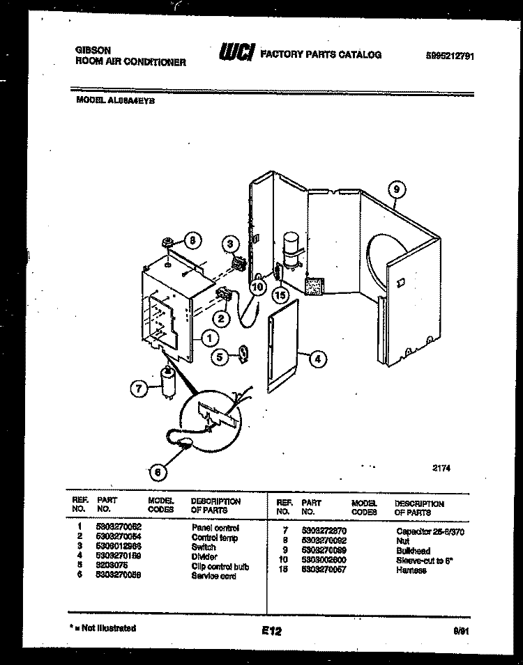 ELECTRICAL PARTS Diagram and Parts List for AL06A4EYB  Gibson Air Conditioner