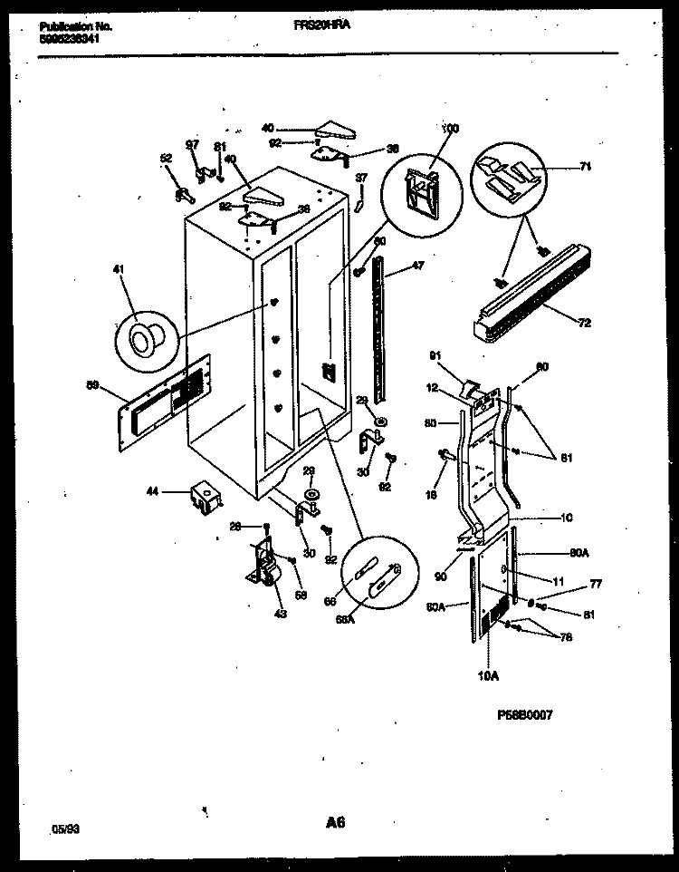 CABINET PARTS Diagram and Parts List for FRS20HRAD2  Frigidaire Refrigerator