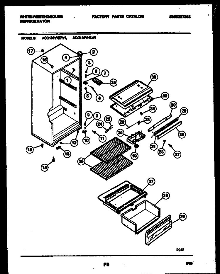 CABINET PARTS Diagram and Parts List for ACG130VNLW1  Frigidaire Refrigerator