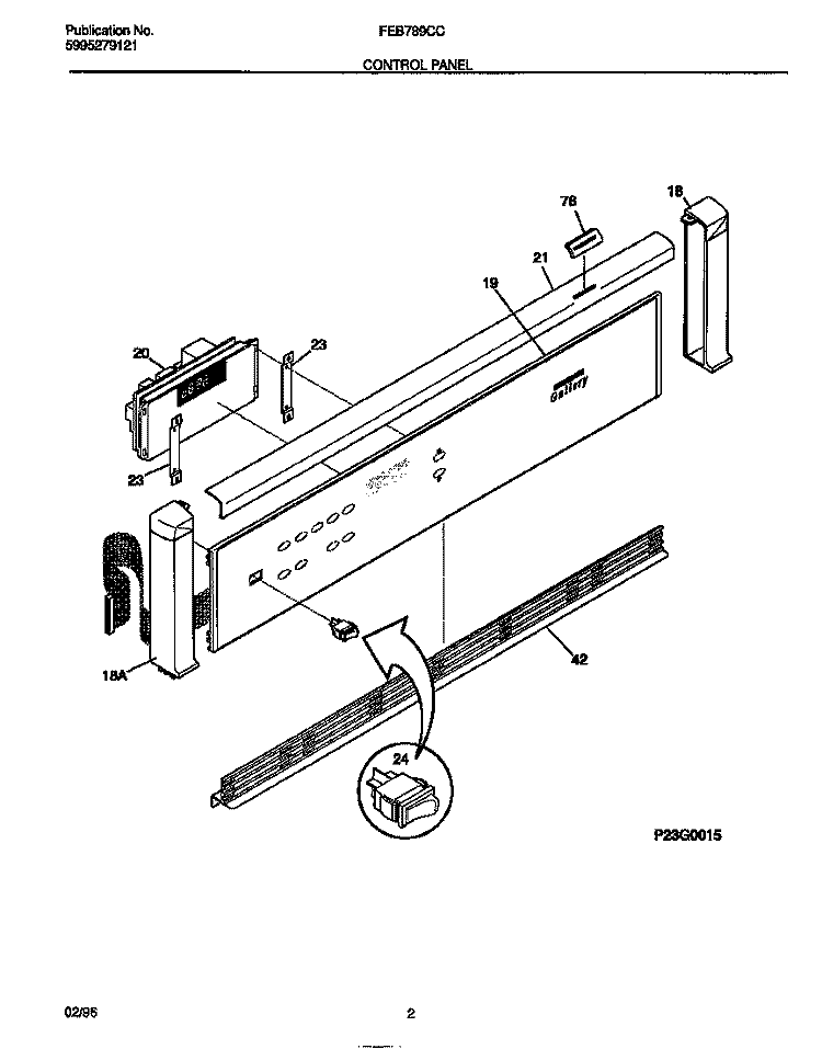 CONTROL PANEL Diagram and Parts List for FEB789CCTB  Frigidaire Wall Oven