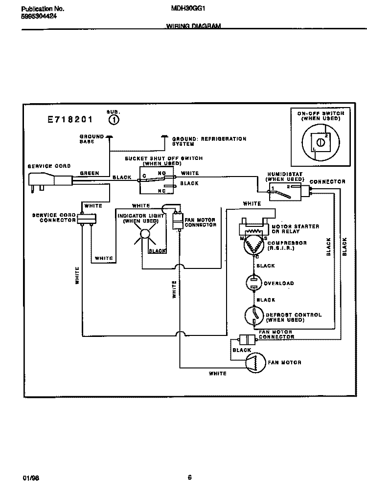 WIRING DIAGRAM Diagram and Parts List for MDH30GG1  Gibson Dehumidifier