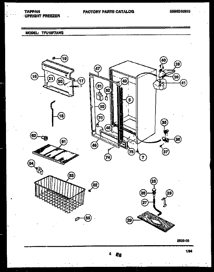 CABINET PARTS Diagram and Parts List for TFU16F7AW2  Tappan Freezer
