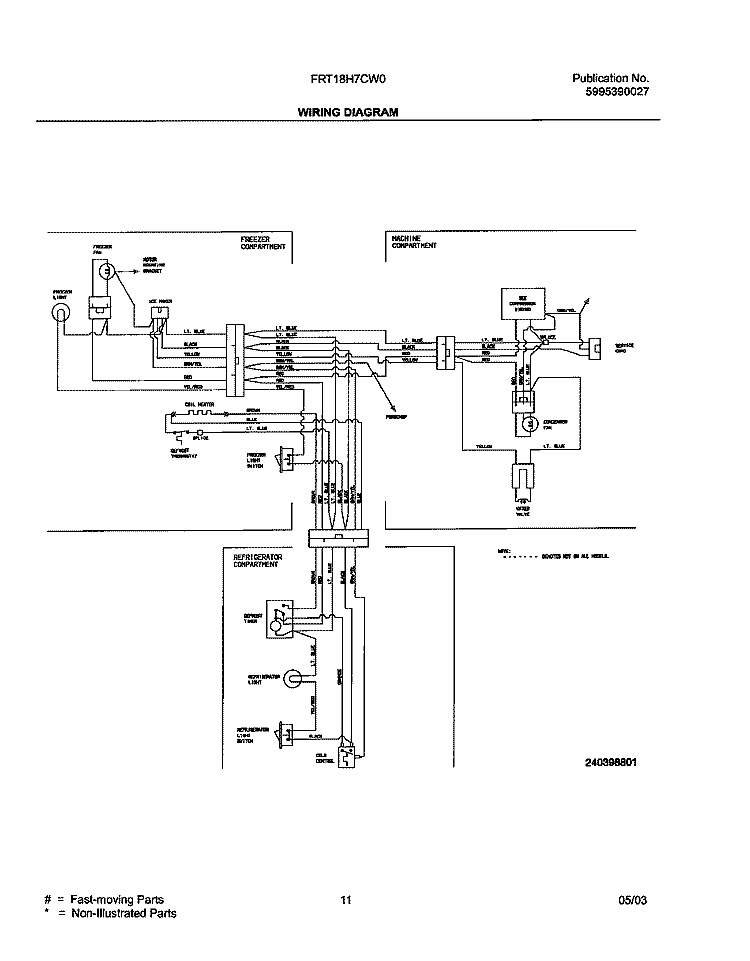 WIRING DIAGRAM Diagram and Parts List for FRT18H7CW0  Frigidaire Refrigerator