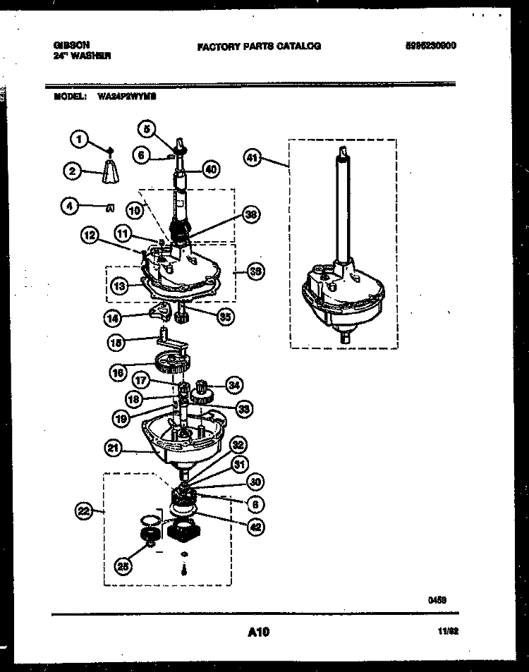 TRANSMISSION PARTS Diagram and Parts List for WA24P2WYMB  Gibson Washer