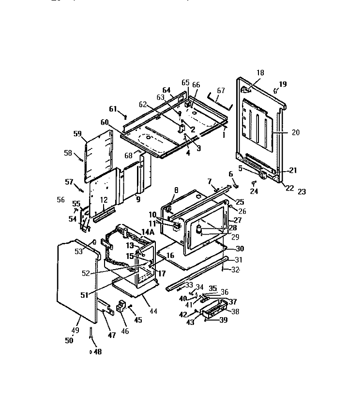 OVEN LINER, SIDE PANELS Diagram and Parts List for REG46CW0  Frigidaire Range