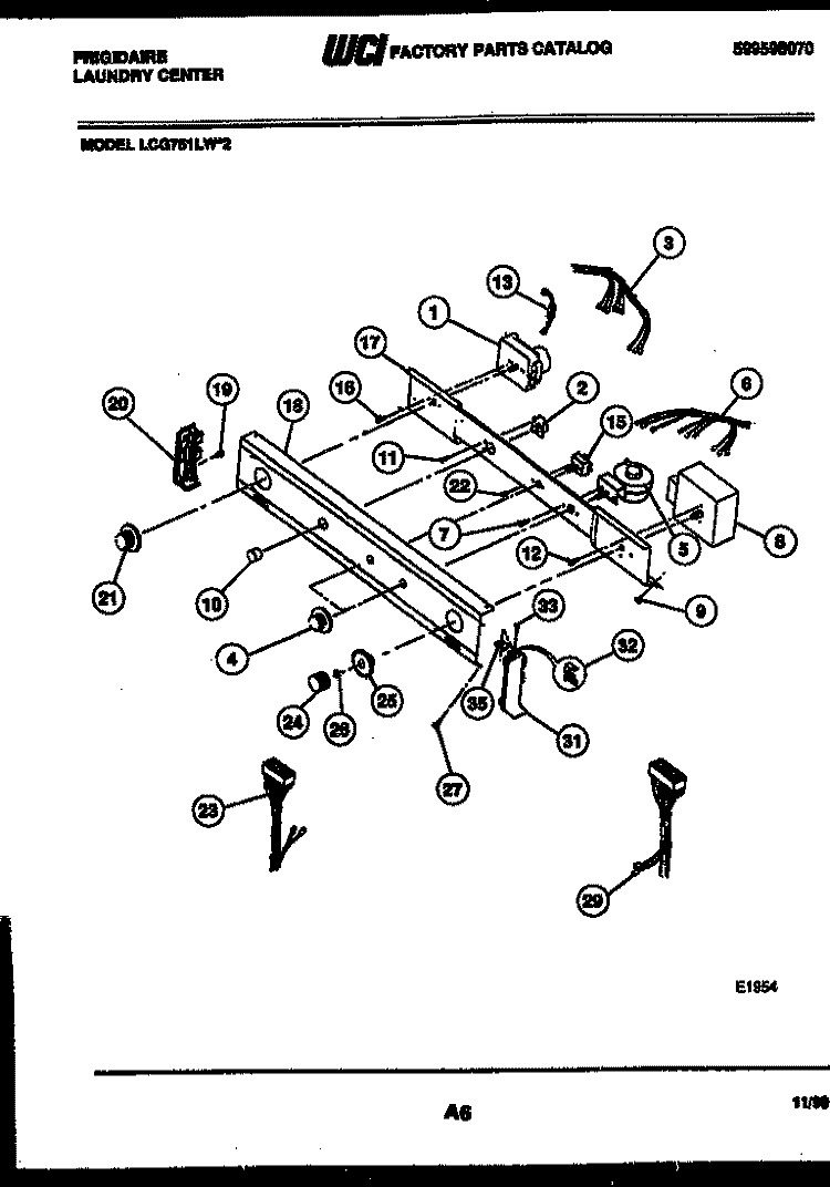 CONSOLE AND CONTROL PARTS Diagram and Parts List for LCG751LW2  Frigidaire Washer Dryer Combo