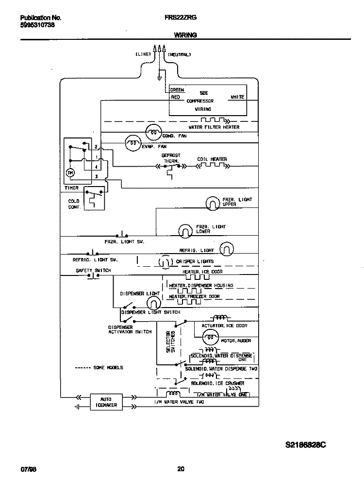 WIRING DIAGRAM Diagram and Parts List for FRS22ZRGD0  Frigidaire Refrigerator