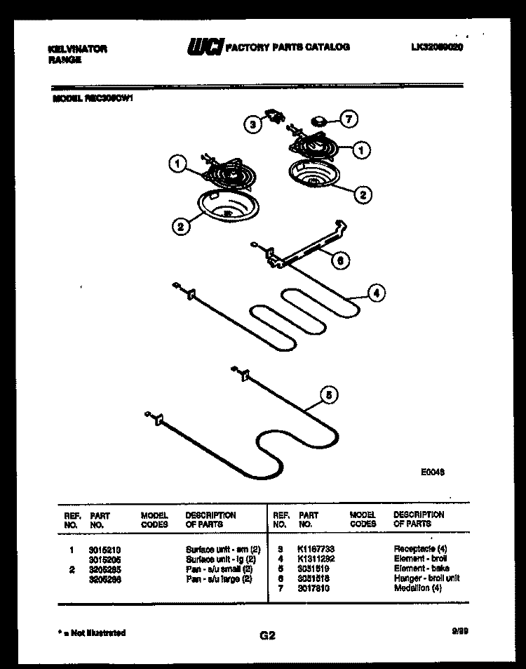 BROILER PARTS Diagram and Parts List for REC305CD1  Kelvinator Range