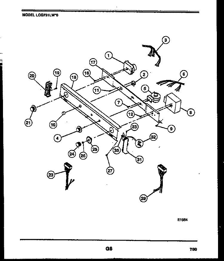CONSOLE AND CONTROL PARTS Diagram and Parts List for LCG731LL0  Frigidaire Washer Dryer Combo