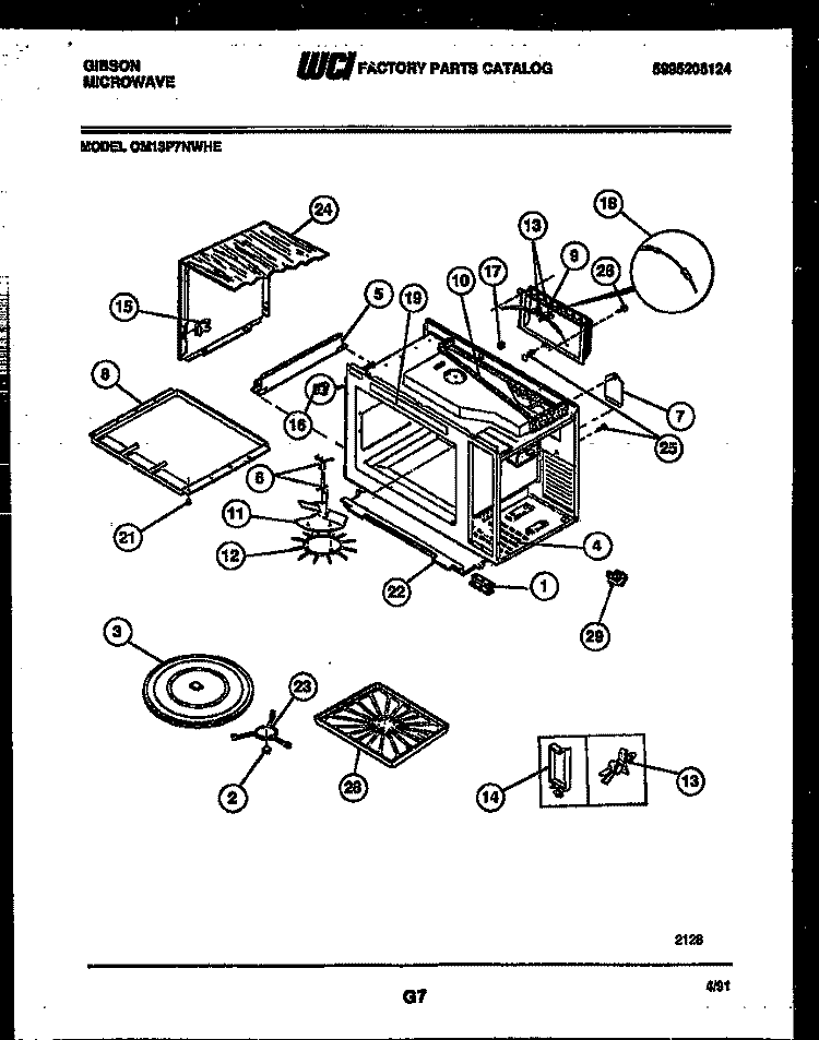BODY PARTS Diagram and Parts List for OM13P7NWHE  Gibson Microwave