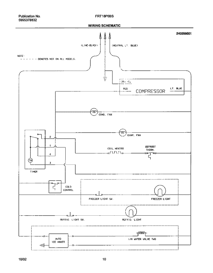 WIRING SCHEMATIC Diagram and Parts List for FRT18P6BSB7  Frigidaire Refrigerator