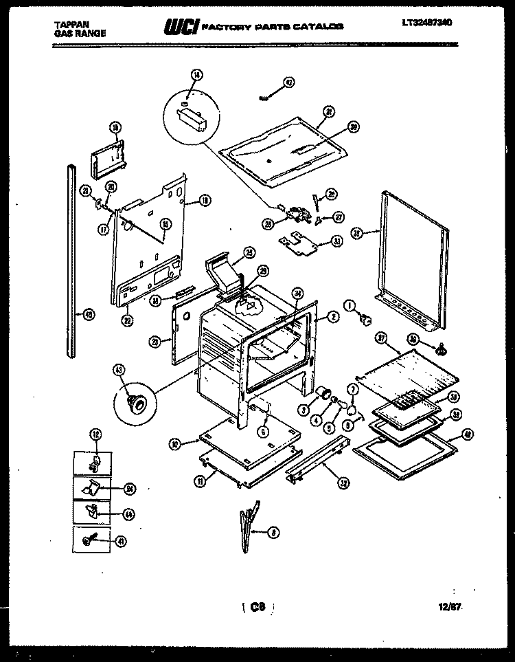 LOWER BODY PARTS Diagram and Parts List for 72-3977-66-03  Tappan Range