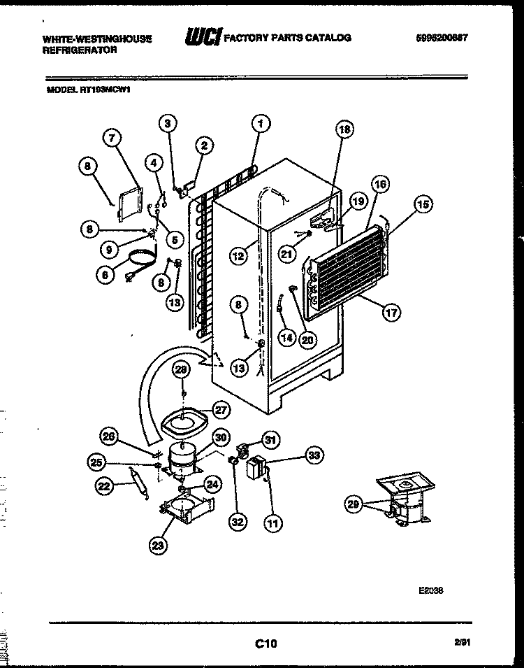 SYSTEM AND AUTOMATIC DEFROST PARTS Diagram and Parts List for RT193MCD1  Frigidaire Refrigerator