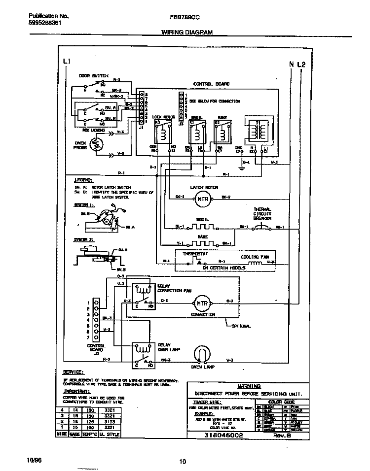 WIRING DIAGRAM Diagram and Parts List for FEB789CCTD  Frigidaire Wall Oven