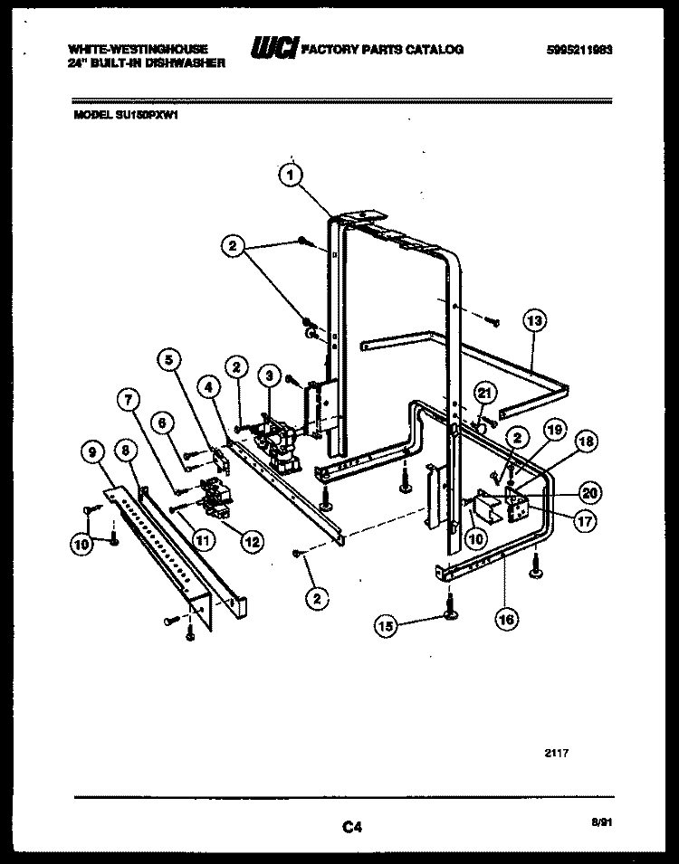 POWER DRY AND MOTOR PARTS Diagram and Parts List for SU150PXW1  Frigidaire Dishwasher