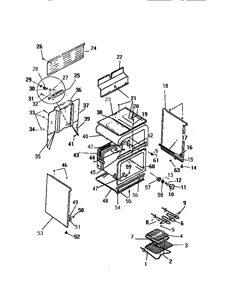 BODY, SIDE PANELS Diagram and Parts List for KF420GDD2  Frigidaire Range