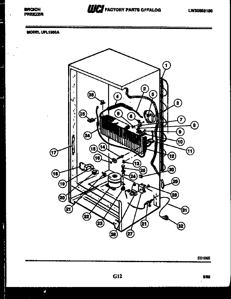 SYSTEM AND AUTOMATIC DEFROST PARTS Diagram and Parts List for UFL1950A  Frigidaire Freezer